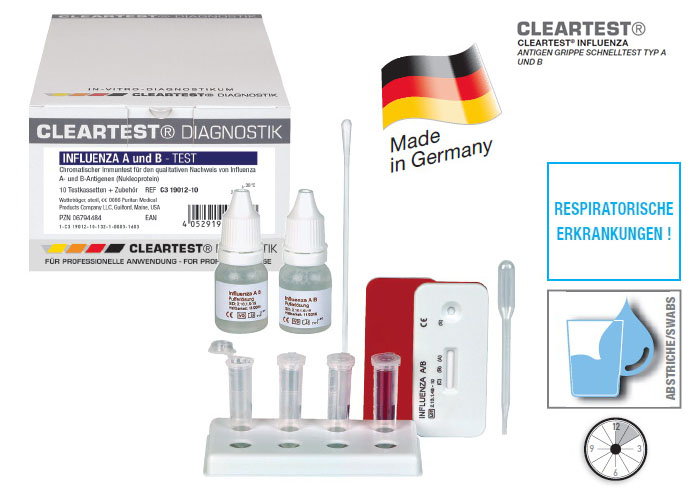 Cleartest Influenza Typ A und B Grippetest, 5 Stück